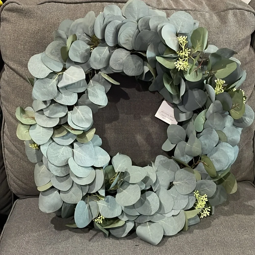 Hearth & Hand with Magnolia Holiday Faux 20”Seeded Eucalyptus with Berry Wreath